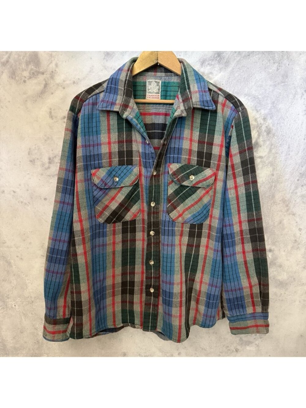 Vintage 90s Outdoor Exchange Flannel Shirt Mens Large Plaid Long Sleeve Cotton